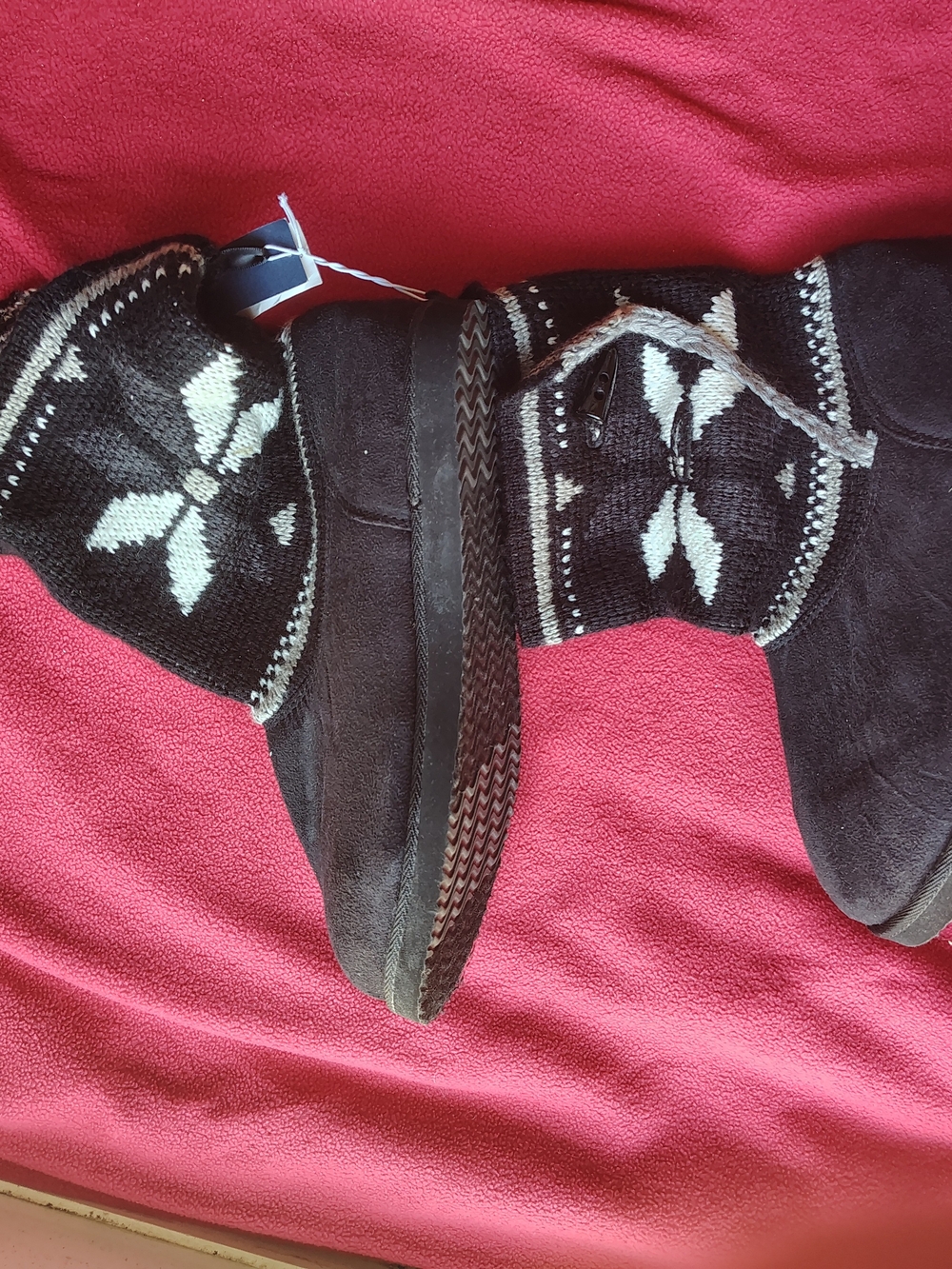 Black Knit-Trim Winter Ankle Boots - Women's